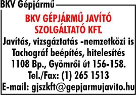 Bkv Gépjármű Javító és Szolgáltató Kft.