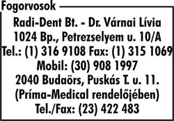 FOGORVOS - DR. VÁRNAI LÍVIA