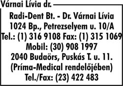 FOGORVOS - DR. VÁRNAI LÍVIA